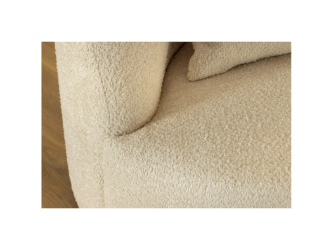 Divano dritto SOREN beige – Divano design in tessuto bouclé con forma arrotondata