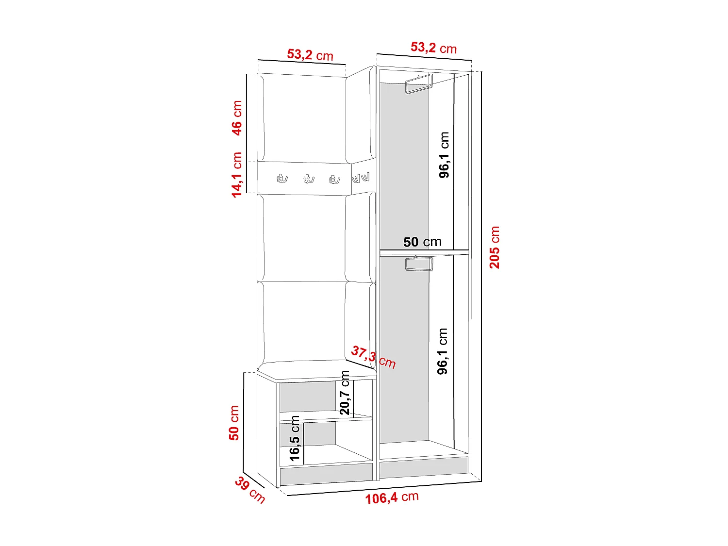 Garderoba EDEN 11 Biały + Żółty