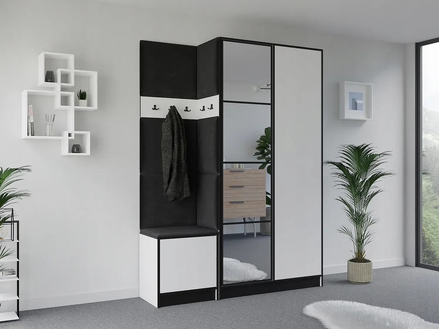 Garderobe EDEN 13 – Weiß + Schwarz