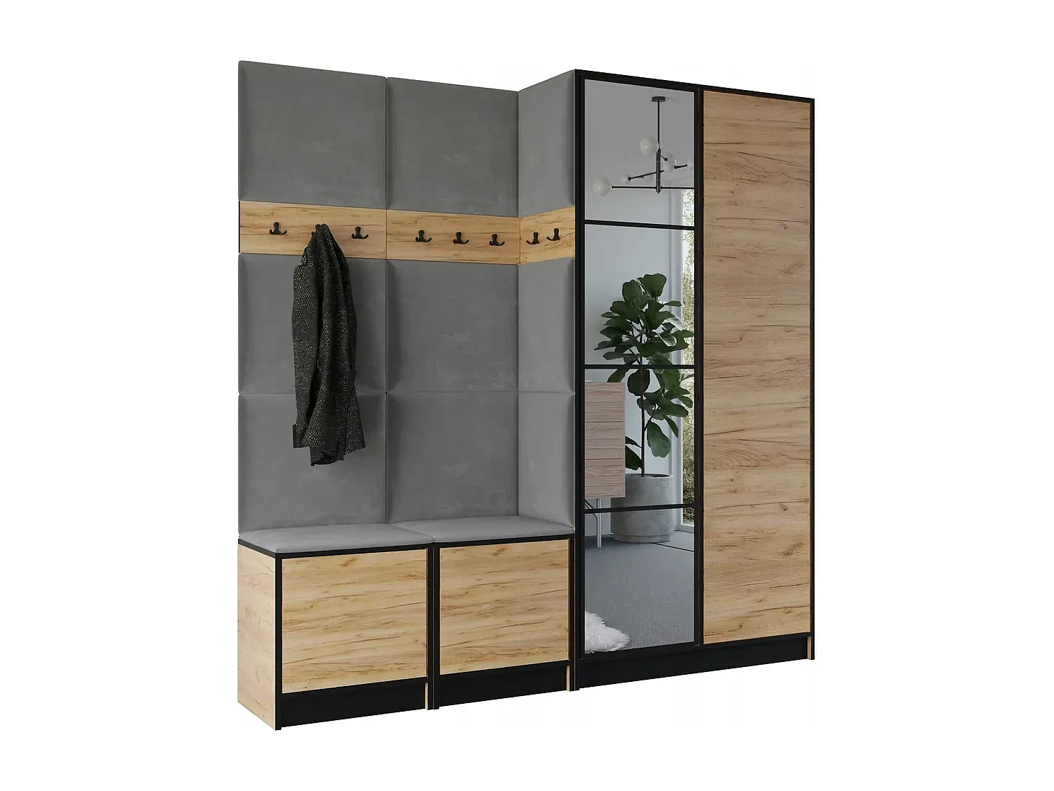Garderobe EDEN 21 Eiche Craft Gold + Grau