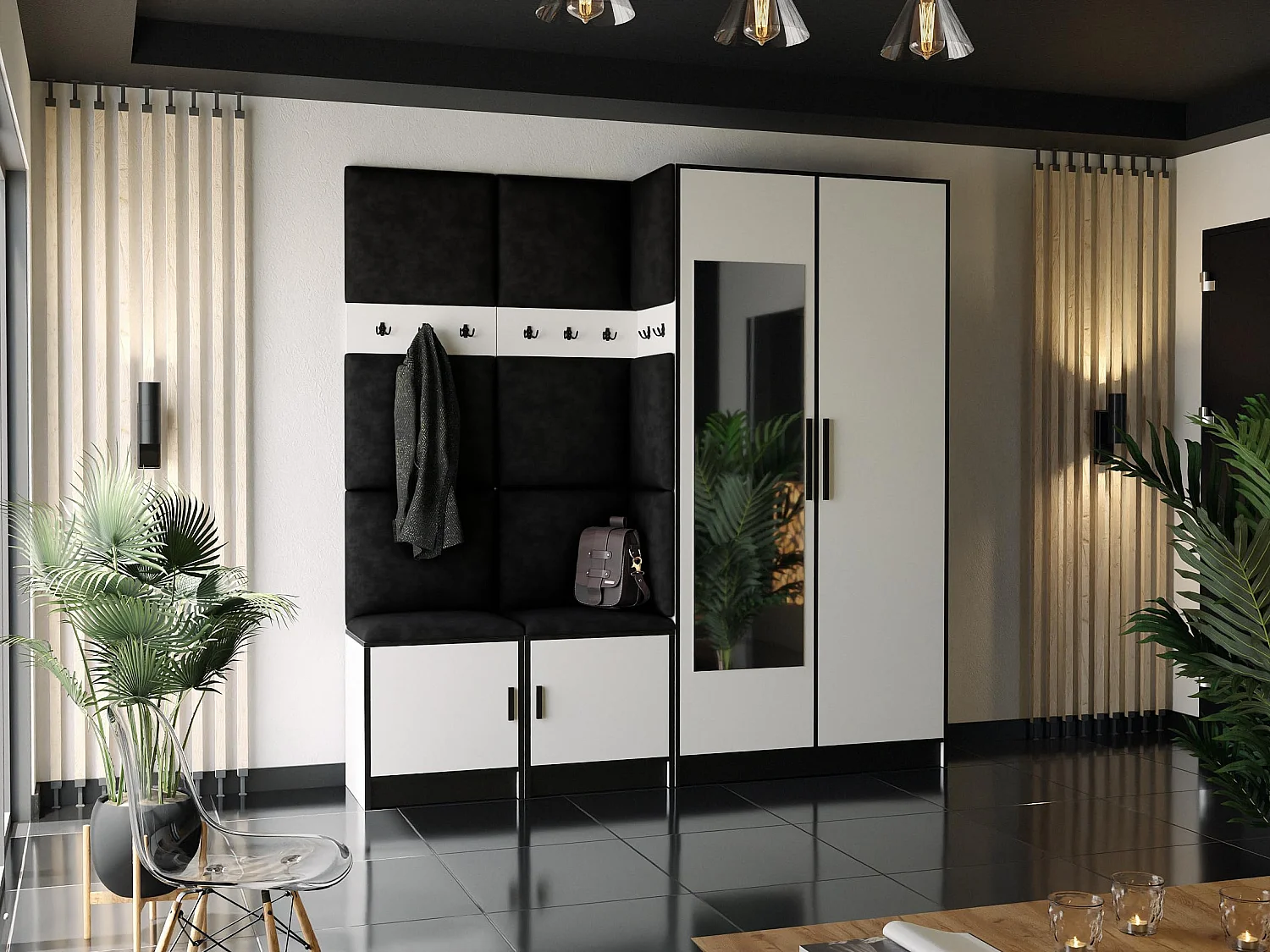 Garderobe ROJ 21 Weiß + Schwarz