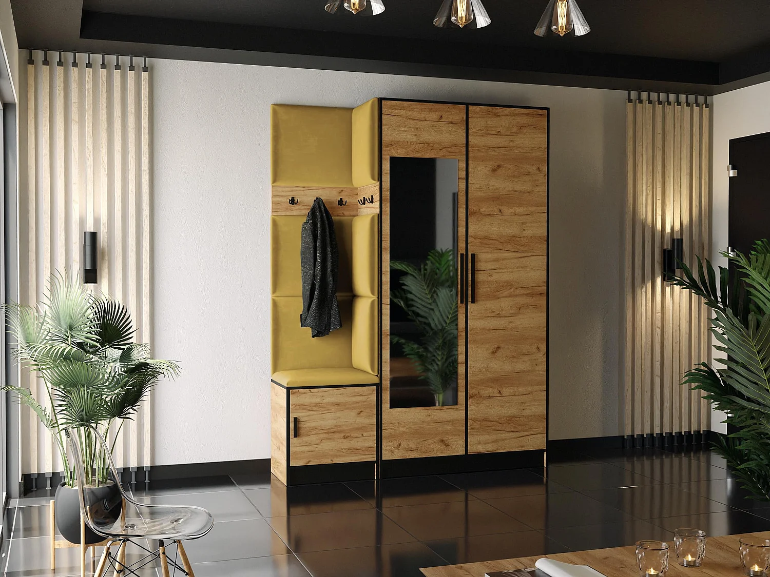 Garderobe ROJ 13 Eiche Craft Gold + Gelb