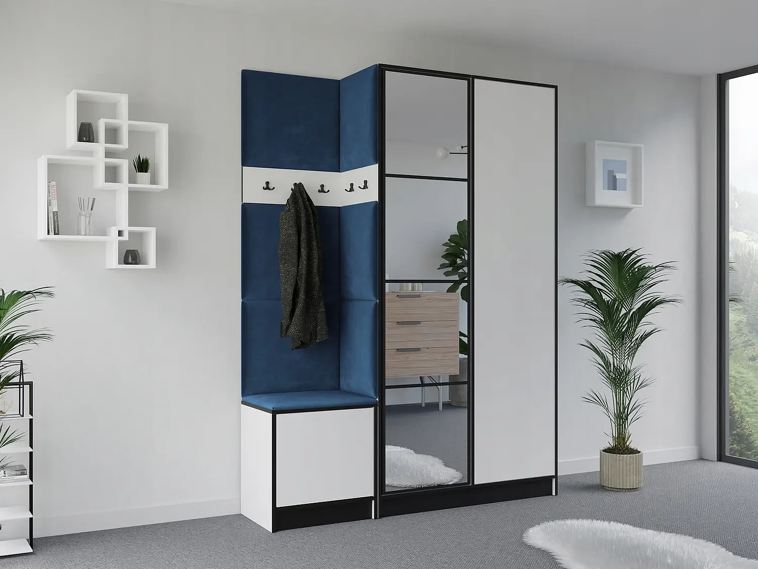 Garderobe EDEN 13 – Weiß + Blau