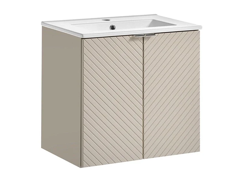 Conjunto de baño AOKI: mueble bajo lavabo con armarios 60cm + lavabo empotrado blanco