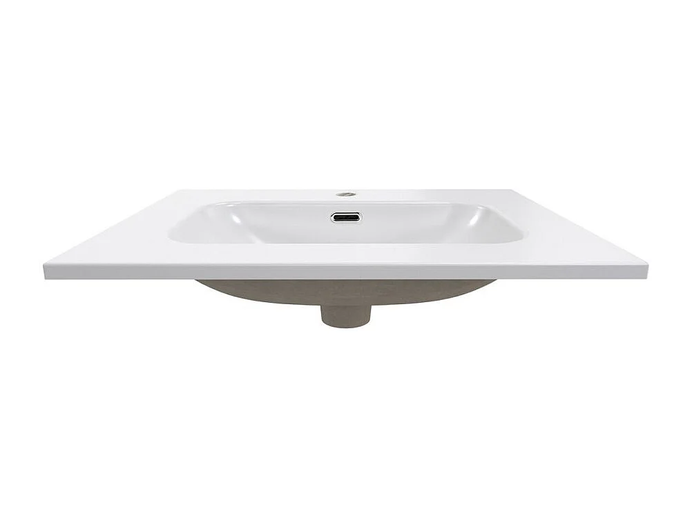 Ensemble de salle de bain TORNADO : meuble sous vasque 60cm beige + vasque à encastrer blanche