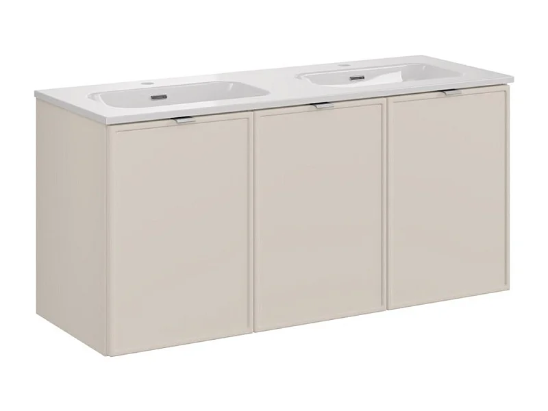 Ensemble de salle de bain BRAZZA : meuble sous vasque 120cm + double vasque encastrée blanche