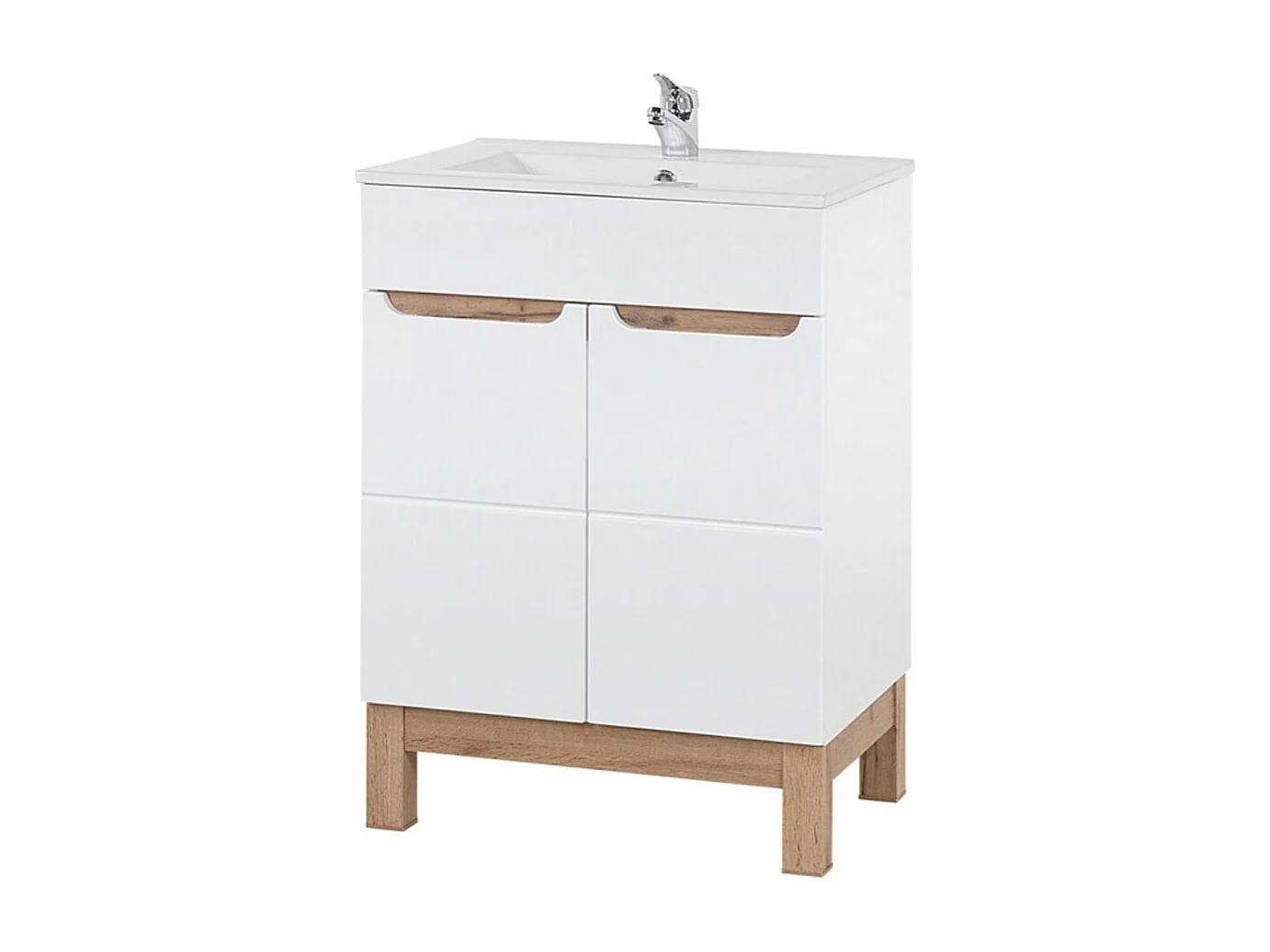 Ensemble de salle de bain ERMANO : meuble sous vasque 60cm + vasque à encastrer rectangulaire + siphon