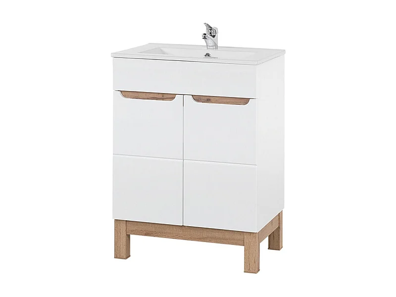 Ensemble de salle de bain ERMANO : meuble sous vasque 60cm + vasque à encastrer rectangulaire + siphon