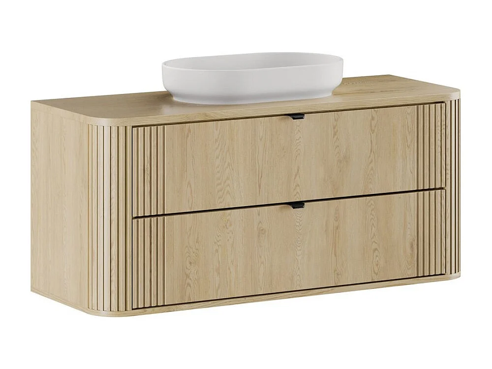 Badezimmer-Set KORI: Waschtischunterschrank 120cm + Platte für Aufsatzwaschbecken + Aufsatzwaschbecken