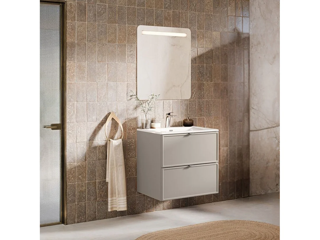 Set da bagno BRAZZA: mobile sotto lavabo 80cm + lavabo incassato rettangolare