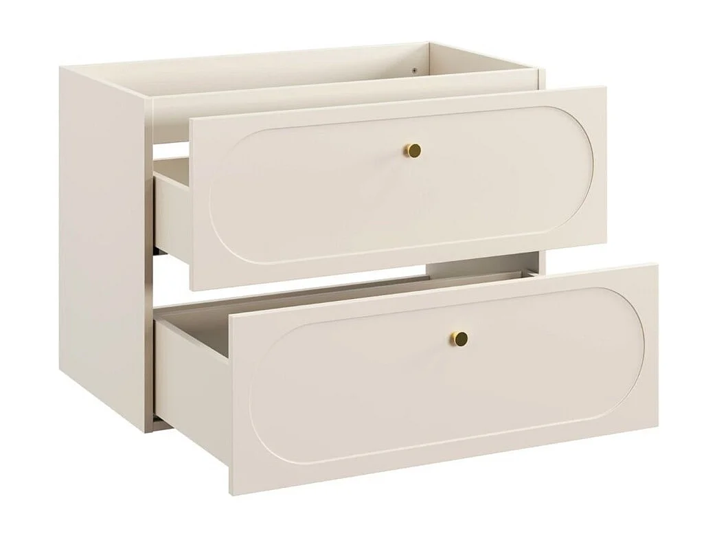 Ensemble de salle de bain TORNADO beige : meuble sous vasque 80cm + plan pour vasque