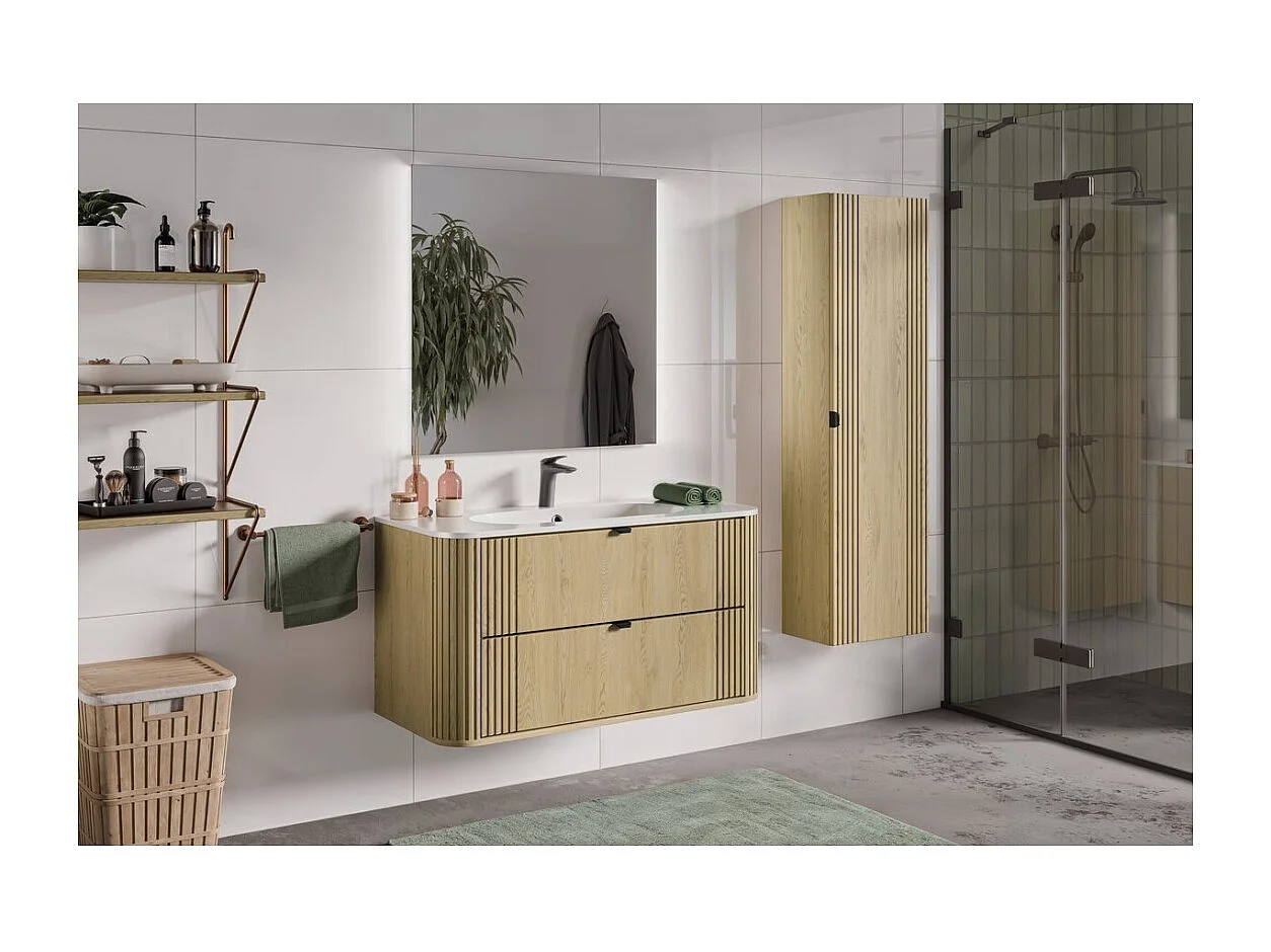 Ensemble de salle de bain KORI : meuble sous vasque 100cm + vasque à encastrer