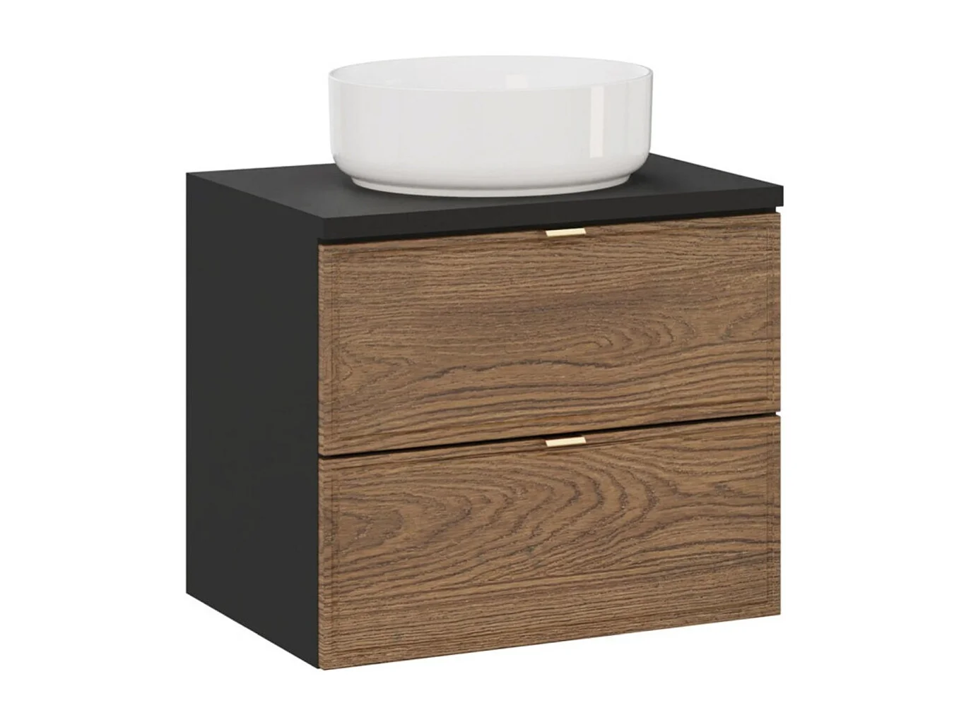 Ensemble de salle de bain SAVIA : meuble sous vasque 60cm + plan vasque + vasque à poser ronde