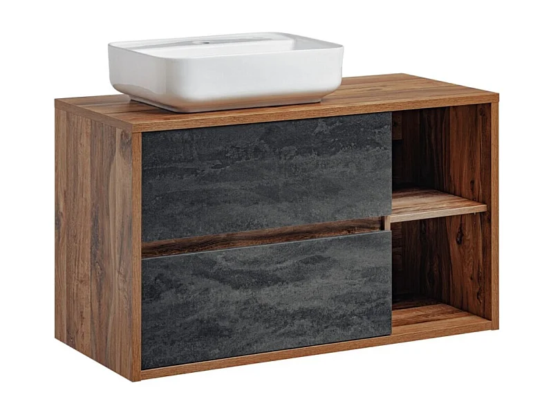 Ensemble de salle de bain GABI : meuble sous vasque 100cm + vasque à poser blanche rectangulaire