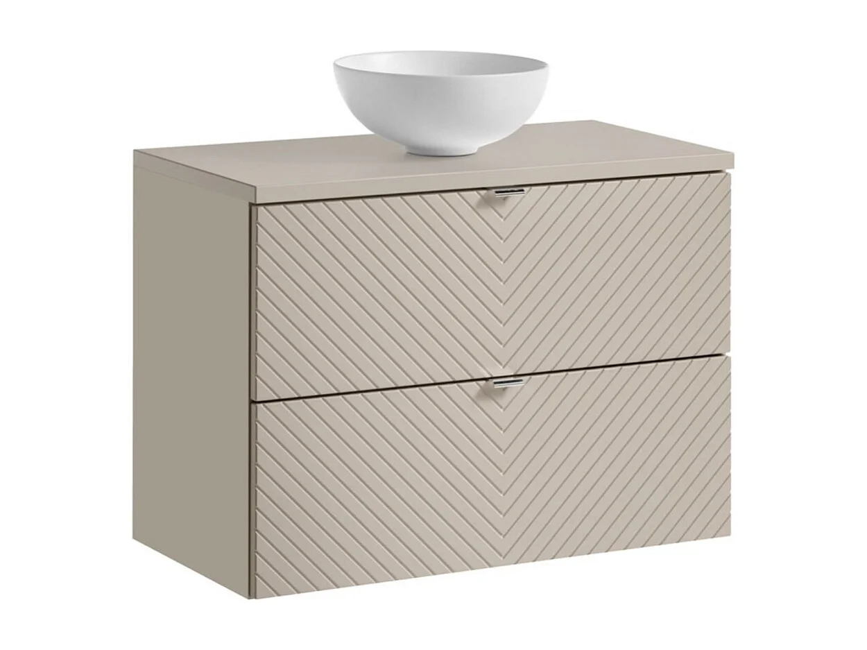 Ensemble de salle de bain AOKI : meuble sous vasque 80cm + plan vasque + vasque ronde blanche à poser