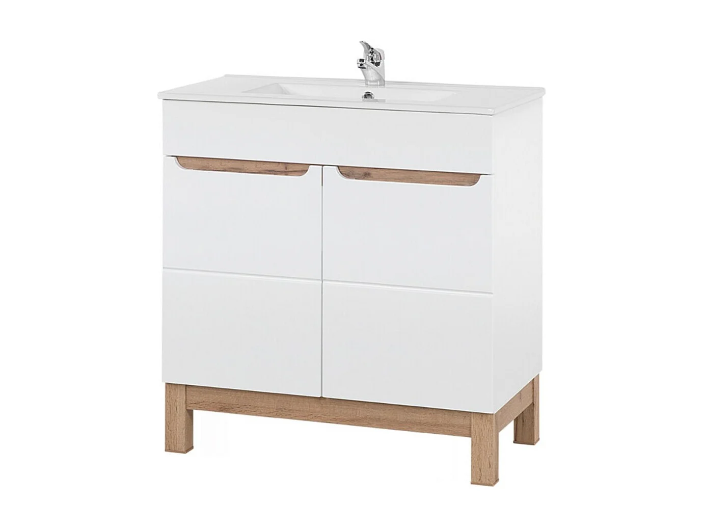 Ensemble de salle de bain ERMANO : meuble sous vasque 80cm + vasque à encastrer rectangulaire + siphon