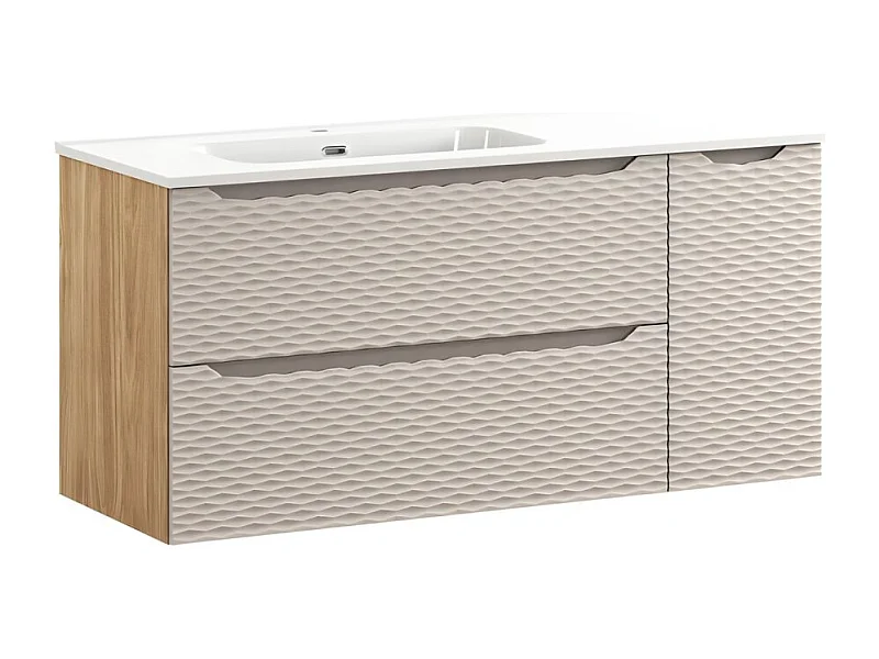 Ensemble de salle de bain YOKA beige : meuble sous vasque 120 cm + vasque encastrée
