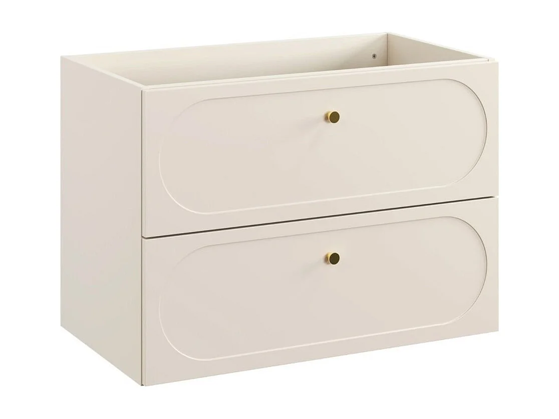 Ensemble de salle de bain TORNADO : meuble sous vasque 80cm beige + vasque à encastrer blanche