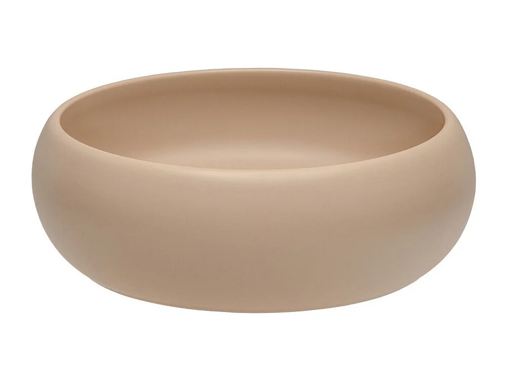 Ensemble de salle de bain TORNADO beige : meuble sous vasque 60cm + plan pour vasque + vasque à poser marron ronde