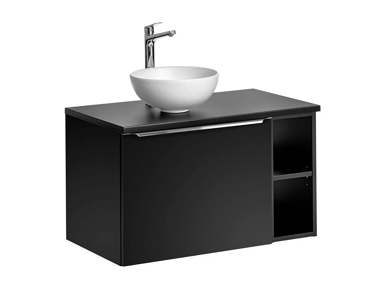 Ensemble de salle de bain VANTA : meubles sous vasque 80cm + plan pour vasque + 1 vasque blanche à poser