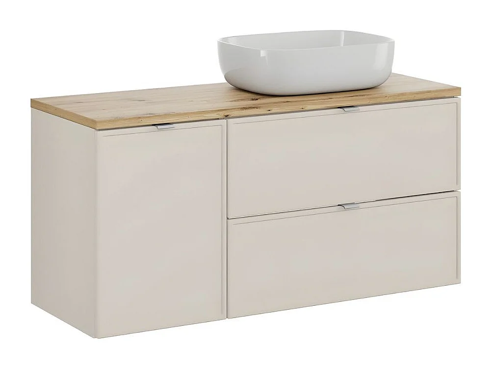 Ensemble de salle de bain BRAZZA : meubles sous vasque 120cm avec panier à linge intégré + plan pour vasque + vasque à poser