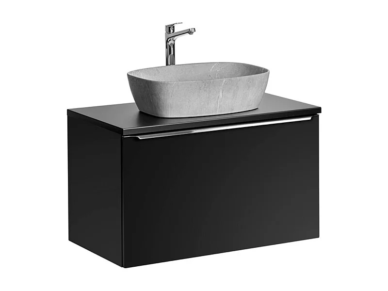 Ensemble de salle de bain VANTA : 1 meuble sous vasque 80cm + plan pour vasque + vasque grise à poser