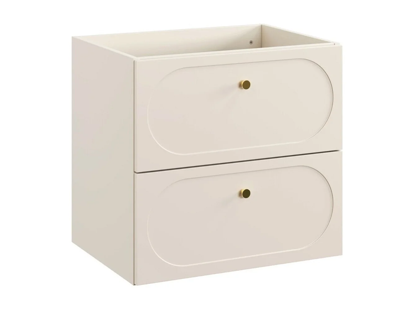 Ensemble de salle de bain TORNADO : meubles sous vasque 120cm beige + double vasque encastrée blanche