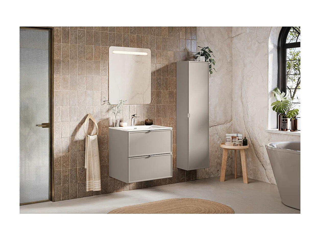 Ensemble de salle de bain BRAZZA : meuble sous vasque à tiroirs 60cm + vasque encastrée