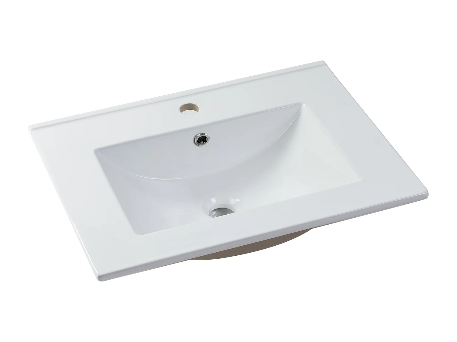 Meuble de salle de bain suspendu avec vasque à encastrer, robinet et miroir - Beige - 60 cm - ONDIL