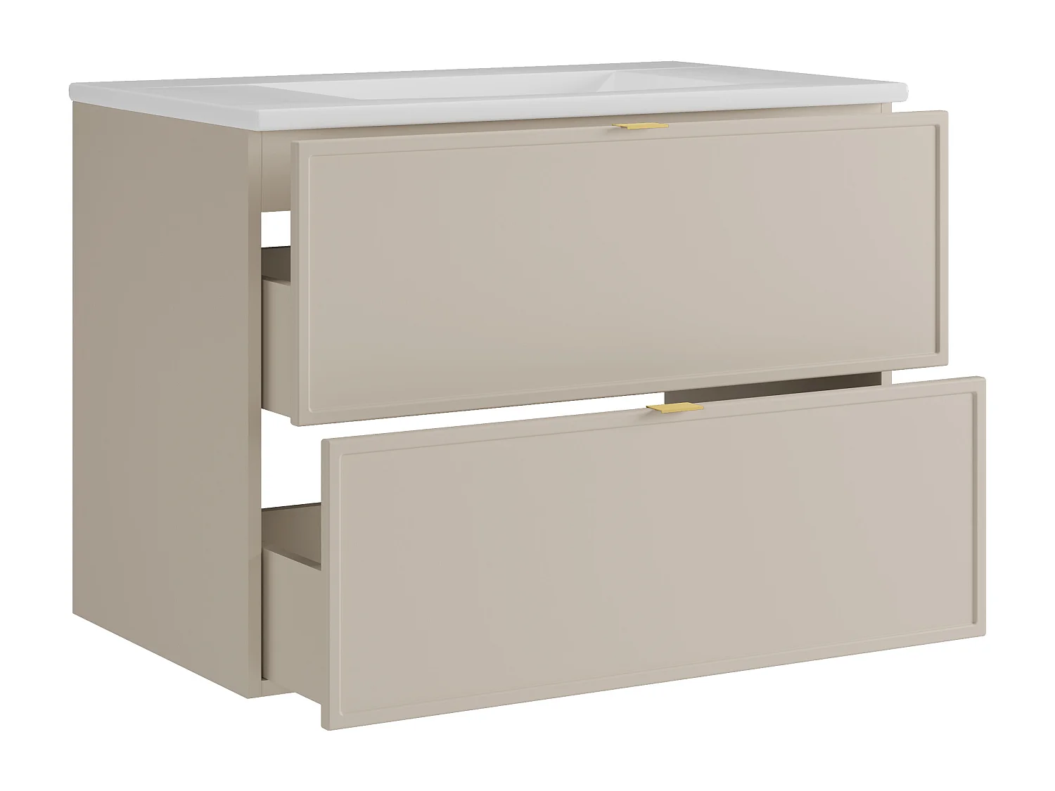 Meuble de salle de bain suspendu avec vasque à encastrer - Beige - 80 cm - ONDIL