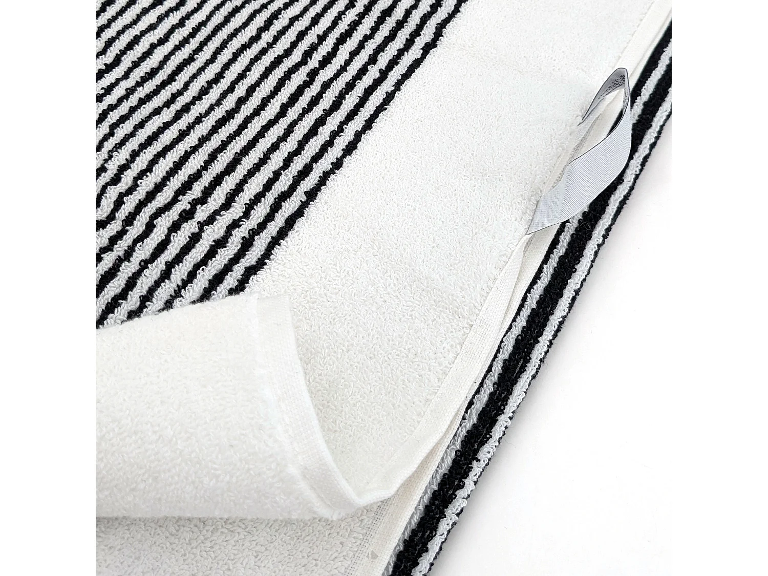 Parure de bain 7 pièces collection HORIZON pur coton à rayures noir