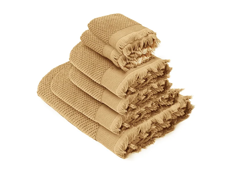 Parure de bain micro-coton TETHYS jaune avoine 6 pièces