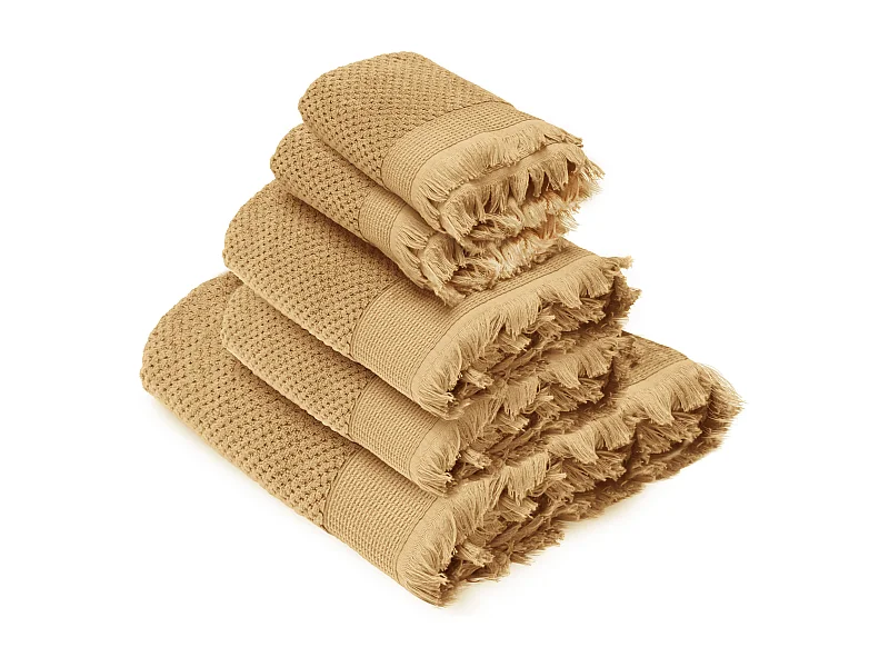 Parure de bain micro-coton TETHYS jaune avoine 5 pièces