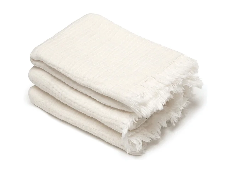 Drap de douche 70x130 cm et serviette 50x90 cm KEA mousseline de coton blanc neige