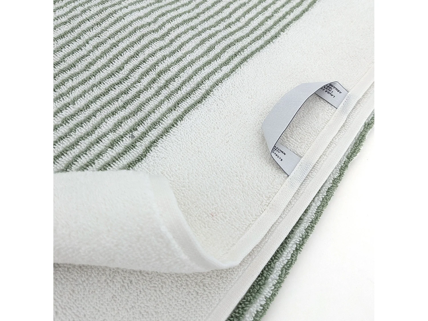 Parure de bain 7 pièces collection HORIZON pur coton à rayures vert