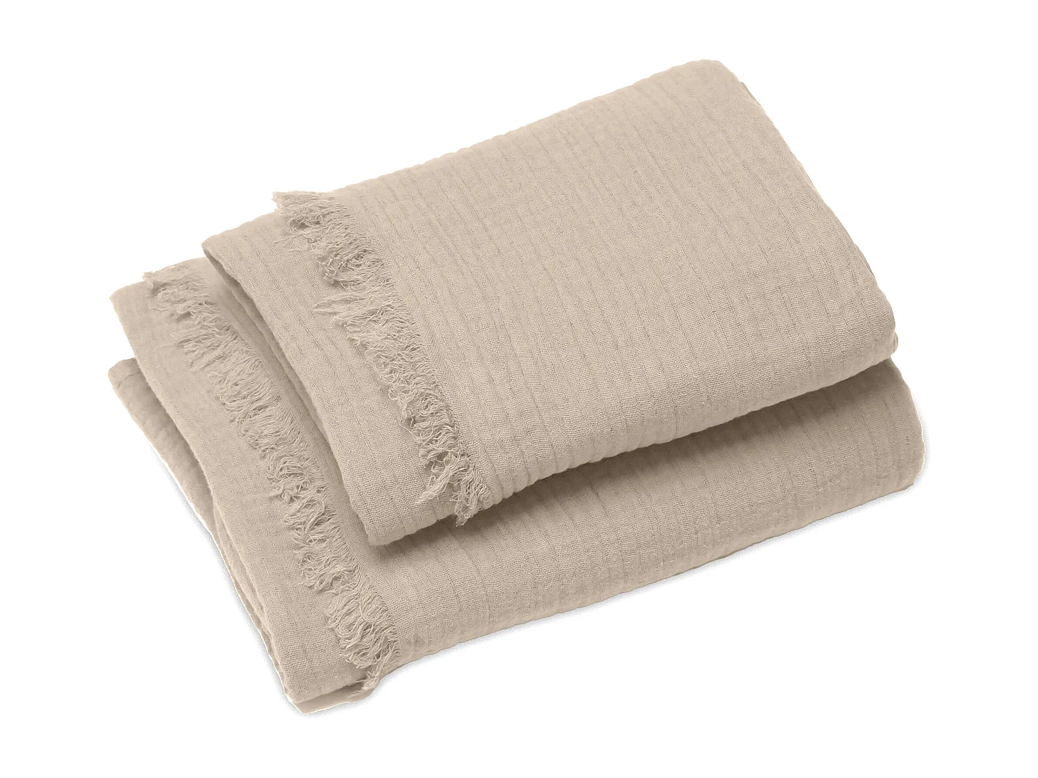 Drap de douche 70x130 et serviette 50x90 KEA mousseline coton beige
