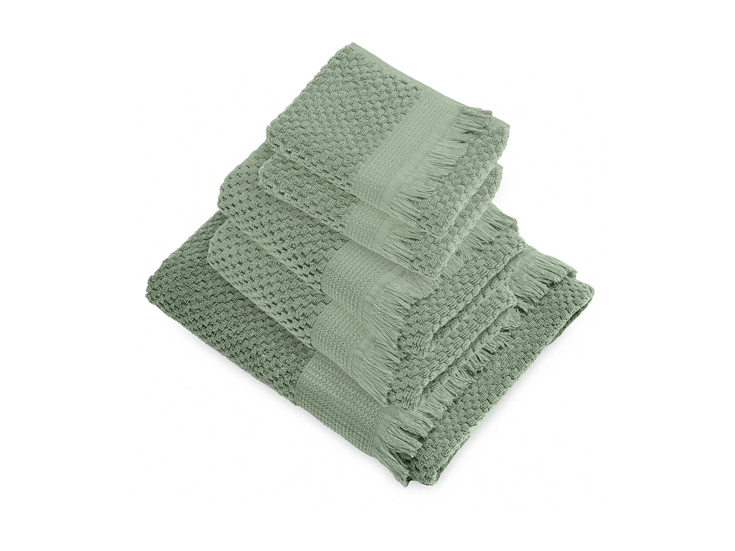 Parure de bain micro-coton TETHYS vert olive 5 pièces