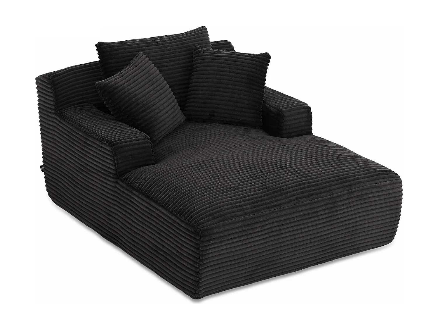 Canapé profond droit et compressé velours côtelé 1 place noir TALEN