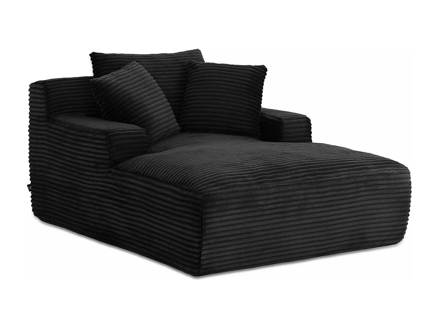 Canapé profond droit et compressé velours côtelé 1 place noir TALEN