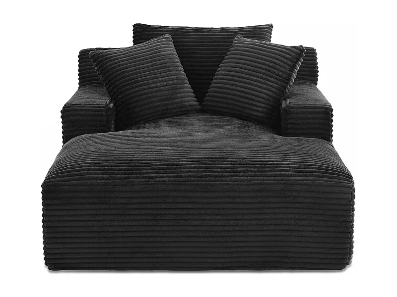 Canapé profond droit et compressé velours côtelé 1 place noir TALEN