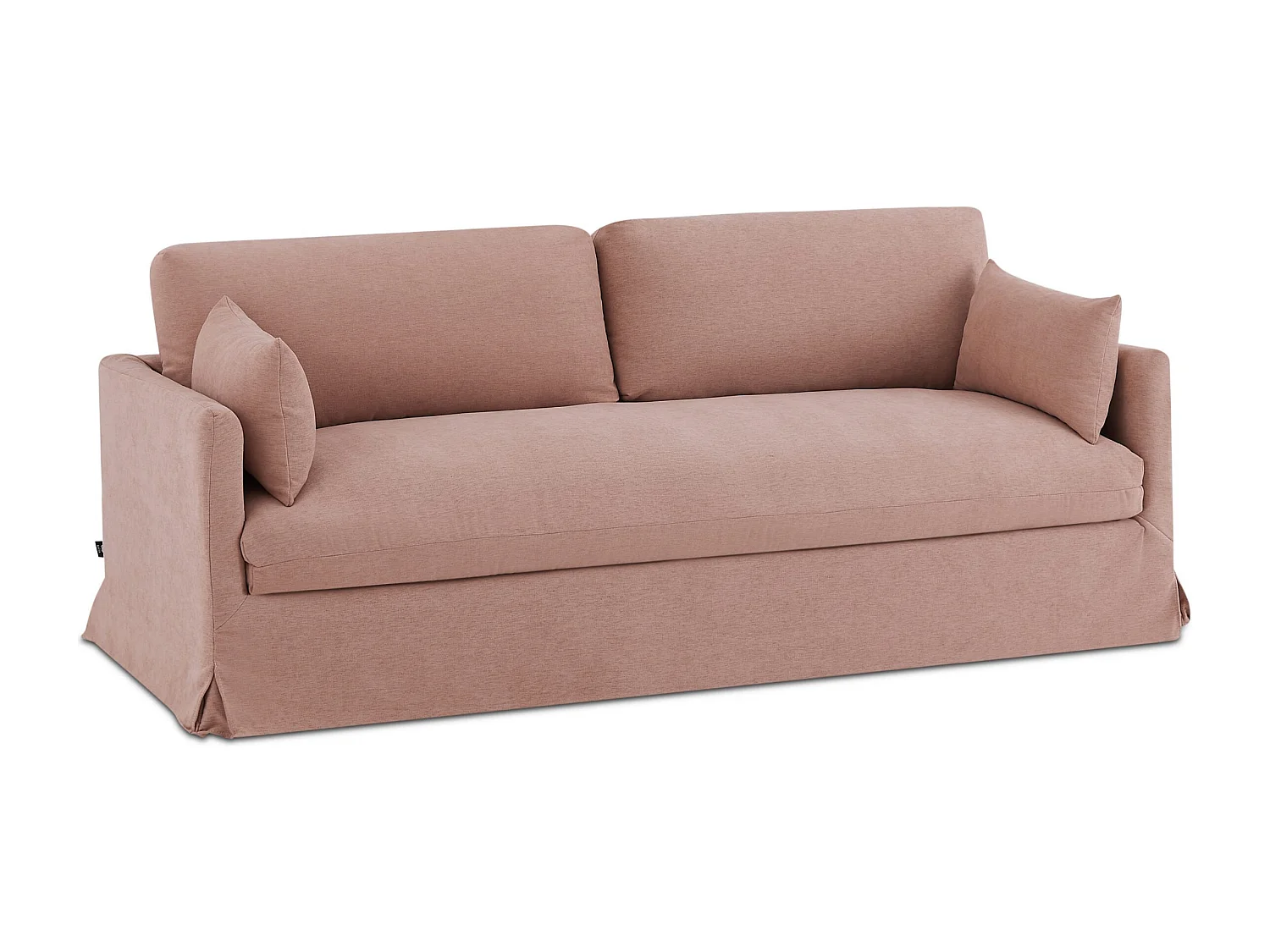 Canapé droit déhoussable tissu 3 places rose NERIS