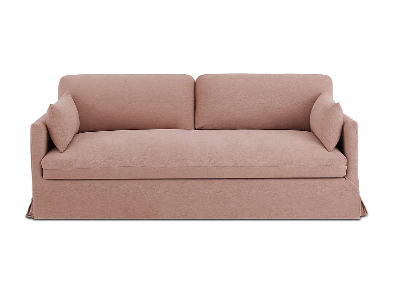 Canapé droit déhoussable tissu 3 places rose NERIS