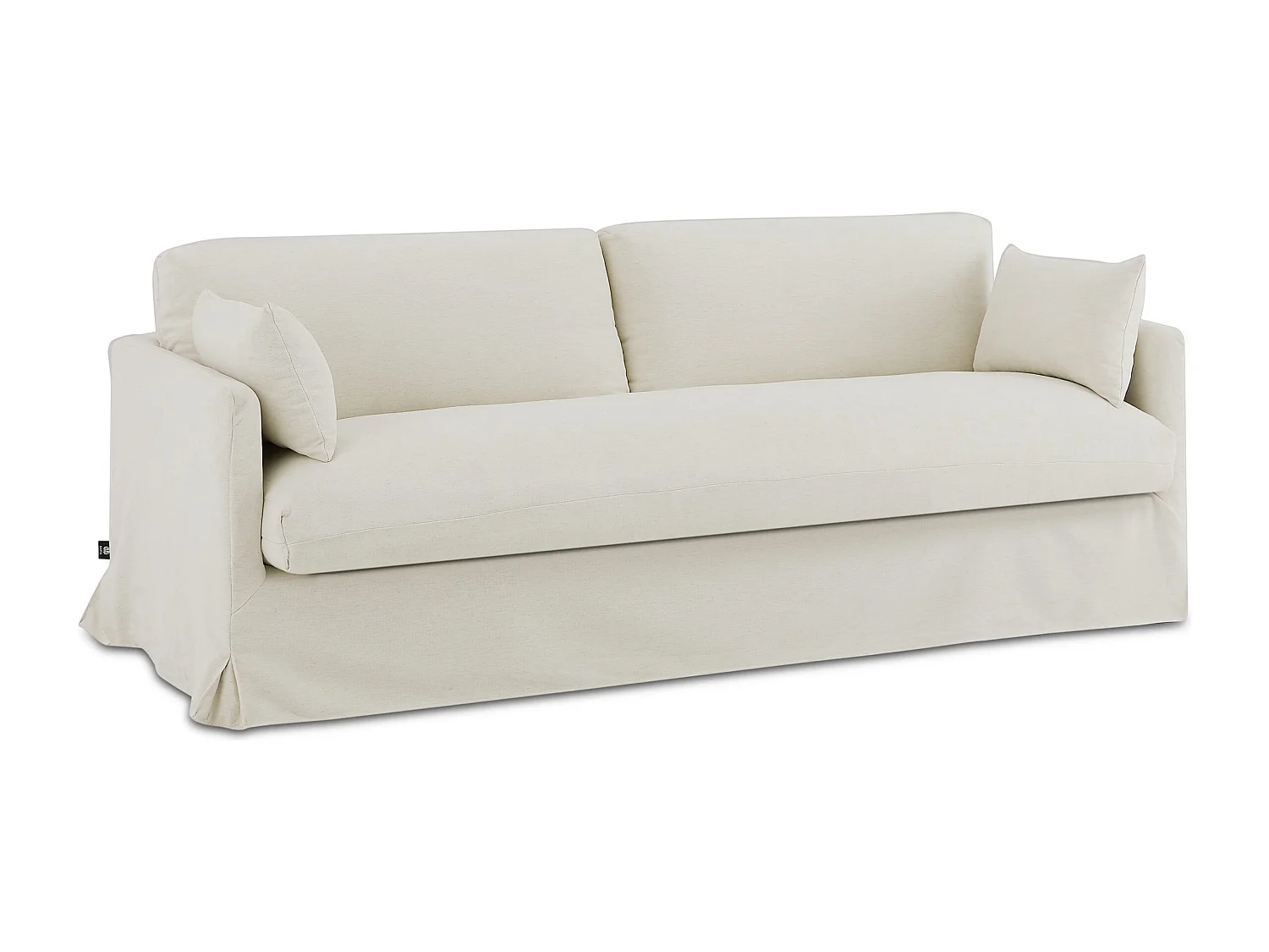 Canapé droit déhoussable tissu 3 places beige NERIS