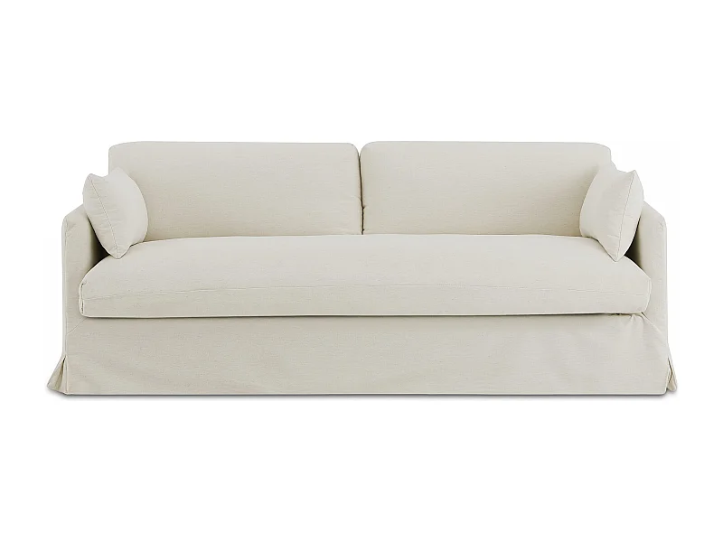 Canapé droit déhoussable tissu 3 places beige NERIS