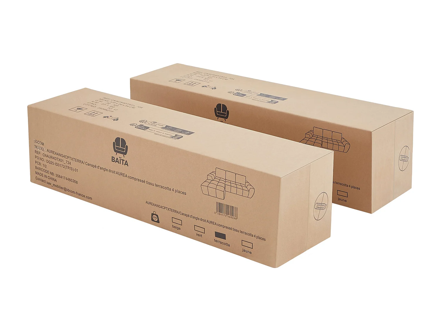 Canapé d'angle droit tissu 4 places vert ZELYS