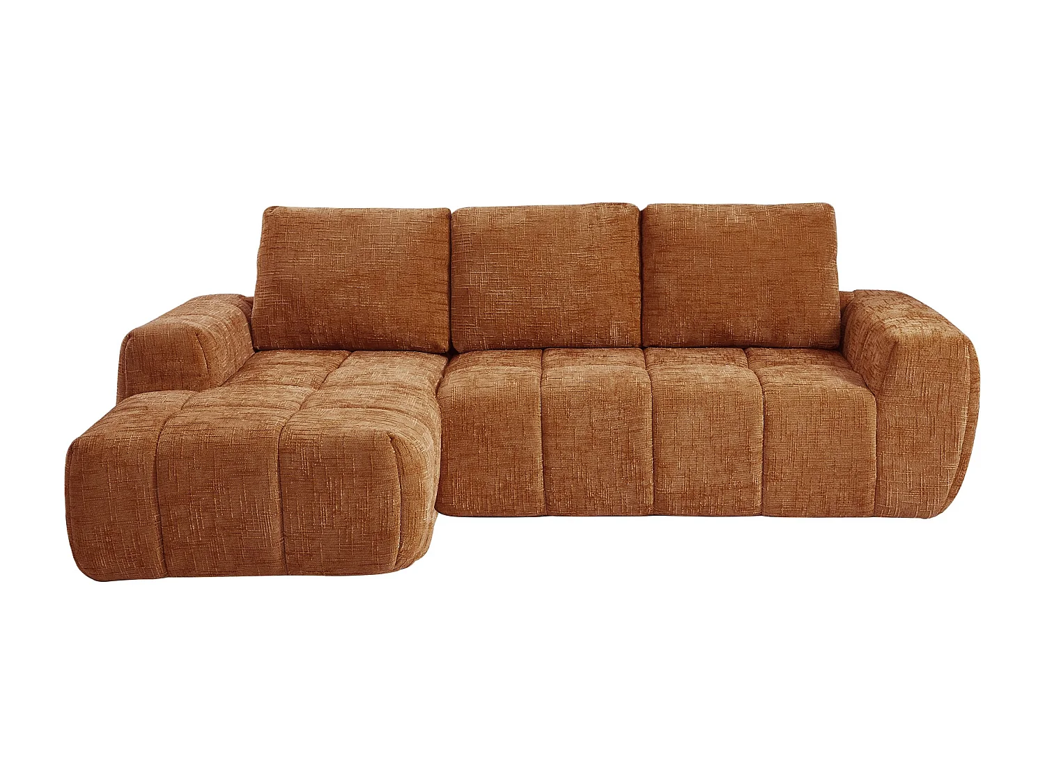 Canapé d'angle gauche tissu 4 places terracotta ZELYS