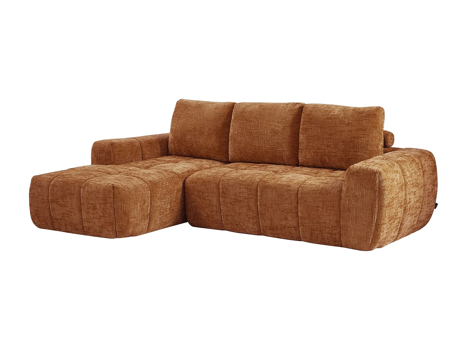 Canapé d'angle gauche tissu 4 places terracotta ZELYS