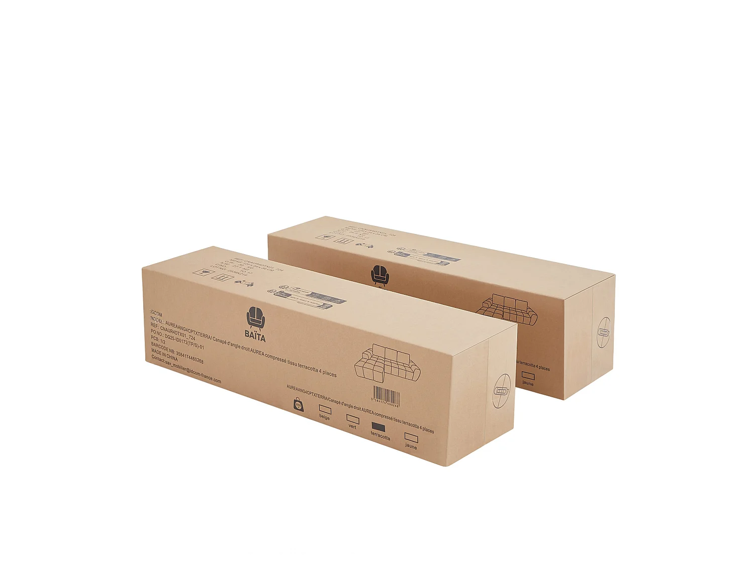Canapé d'angle 4 places en tissu terracotta ZELYS