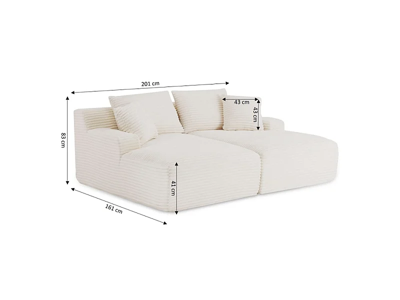 Canapé compressé 3 places en velours cotele beige TALEN