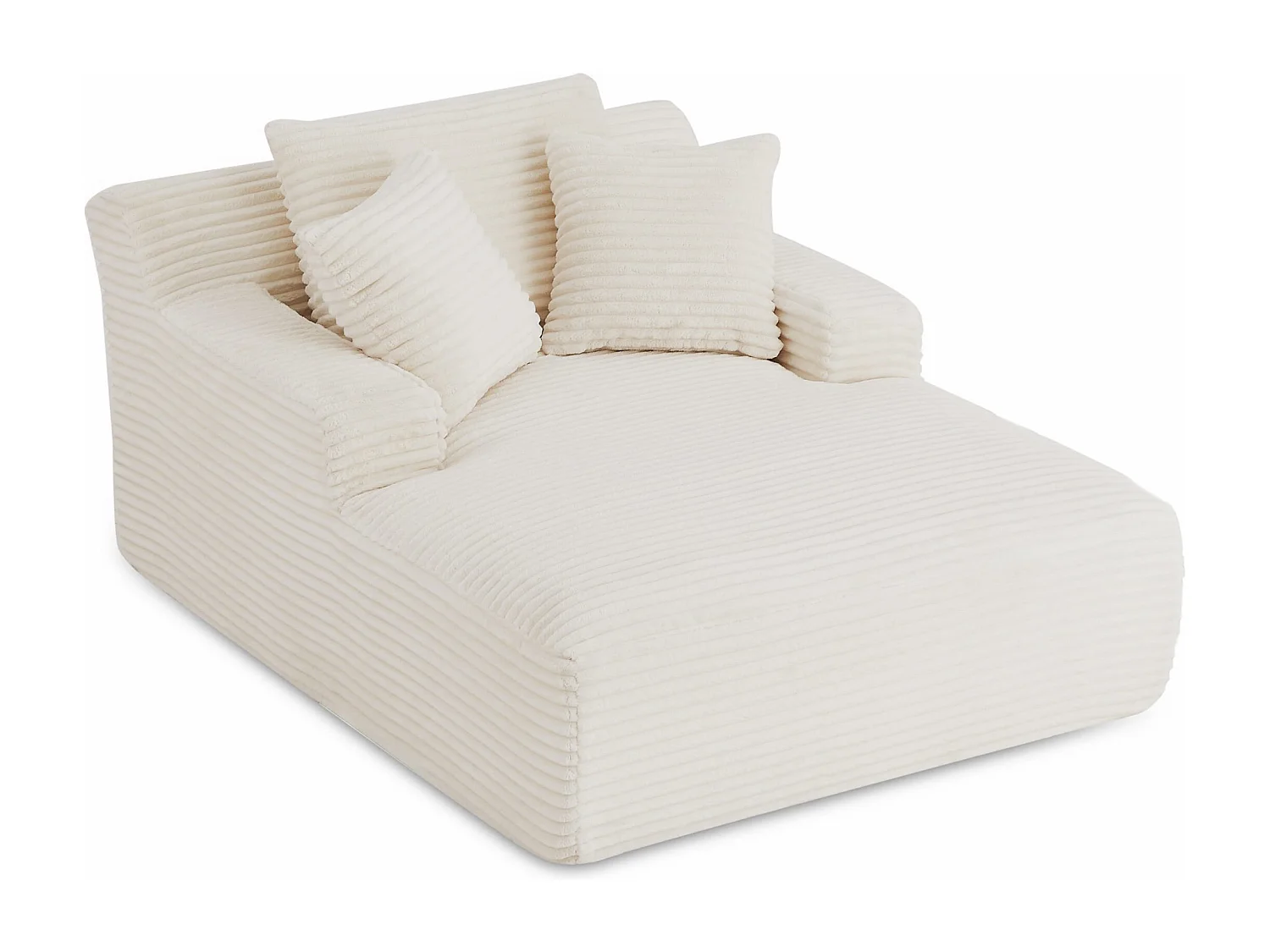 Canapé profond droit et compressé velours côtelé 1 place beige TALEN